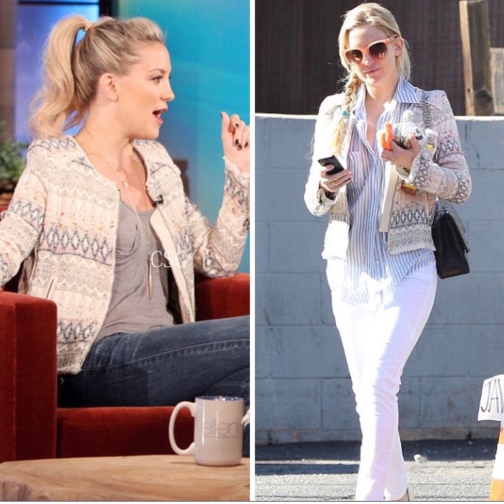IRO x Kate Hudson ‘Blaze’ Tribal Tweed Fringe Diamond Zig Zag Celebrity Jacket